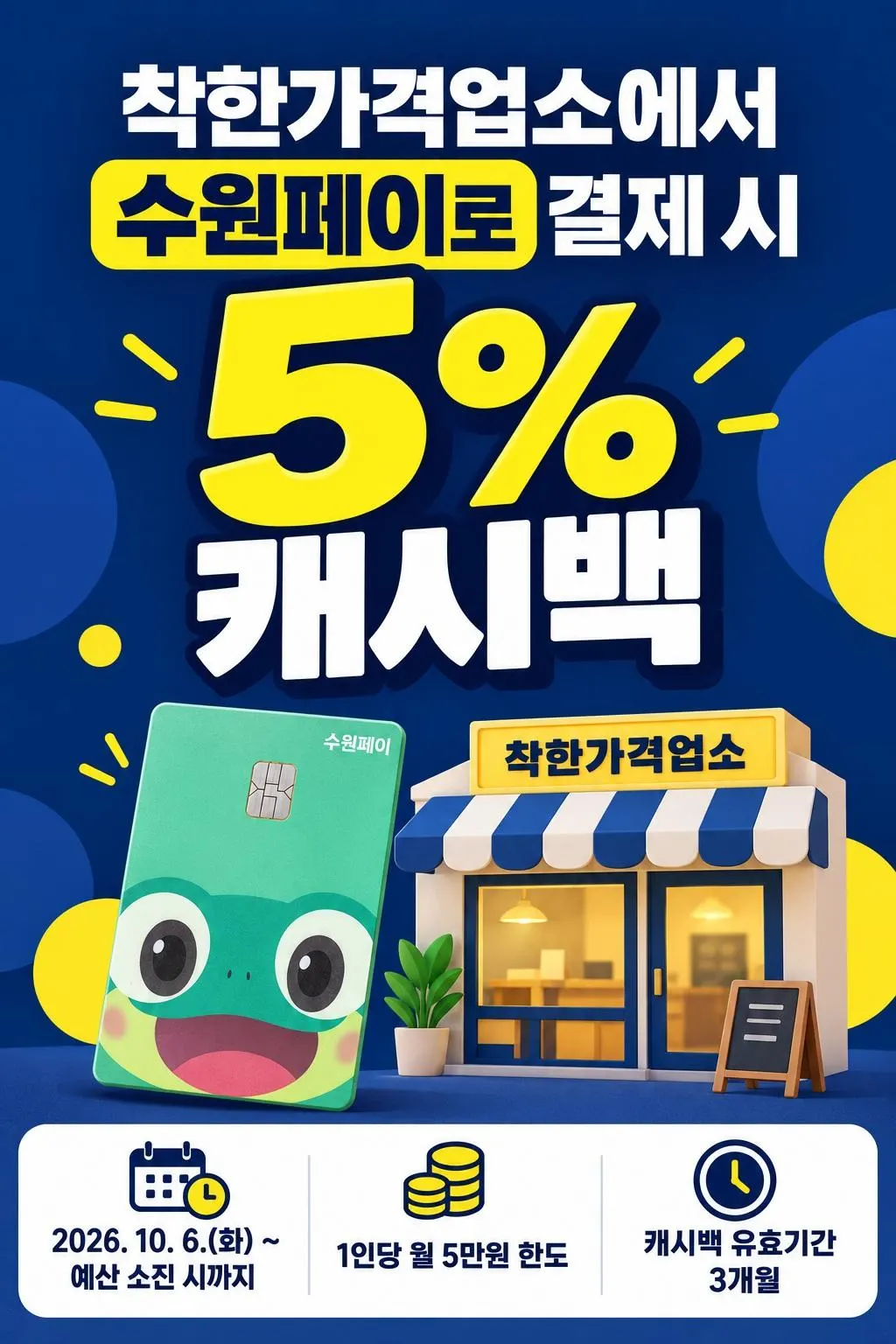 수원 착한가격업소에서 수원페이로 결제하면 5 캐시백